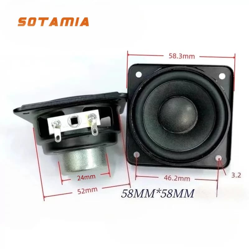 SOTAMIA 2Pcs 2 Inch Subwoofer Audio Speaker 58mm 4 Ohm 12W Multimedia Bass Power HIFI Loudspeaker DIY Bluetooth Speaker