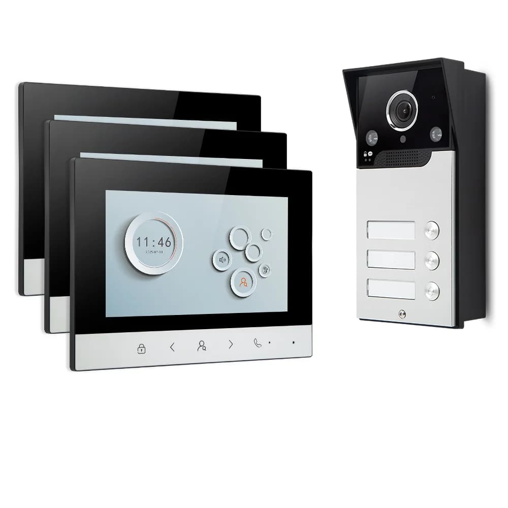 HOMSECUR 7" Video Door Phone Intercom Doorbell One Button Unlock For 3 Families