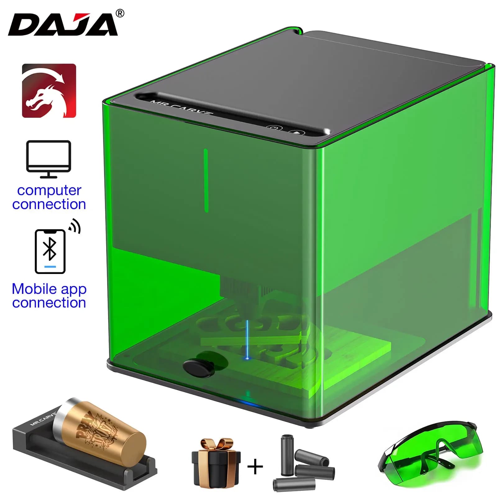 DAJA V1 Mini Portable Laser Engraving Machine For Home Factory Metal Engraving Company Shop Acrylic Glass Plastic Leather