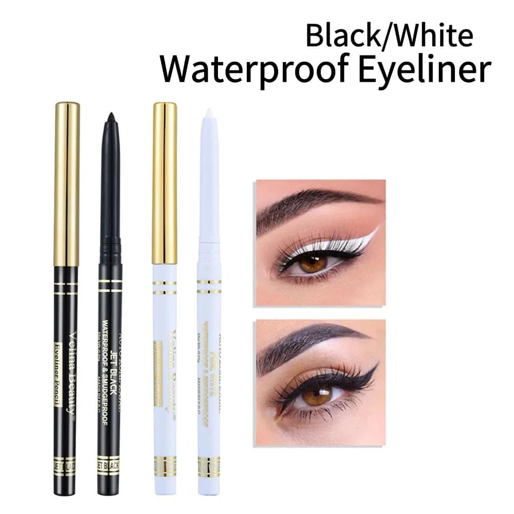 Matite Eyeliner Impermeabili Nere/Bianche, Ombretto a Lunga Durata, Trucco Effetto Baco, Pigmento Liscio, Penna Gel Precisa per Principianti