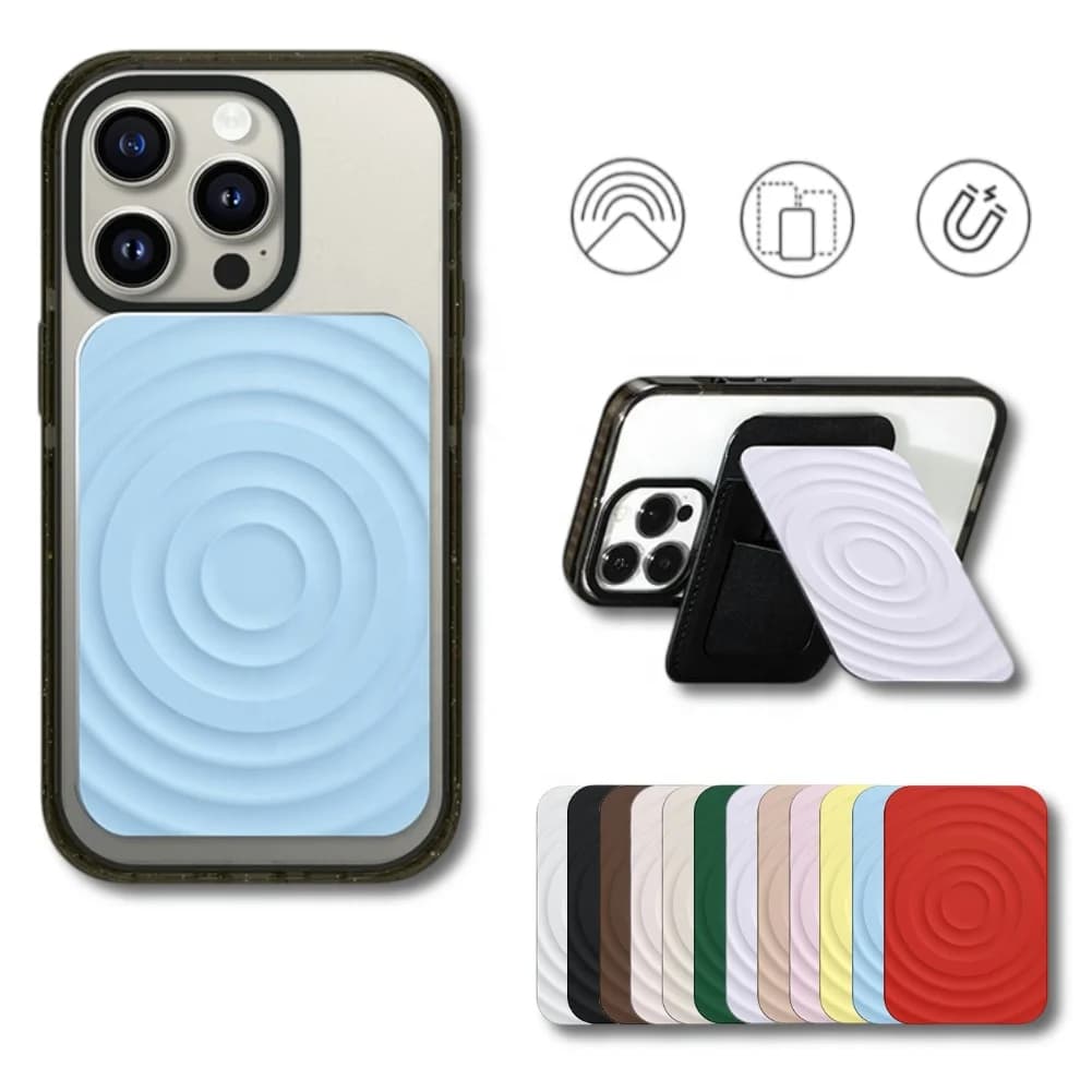 Magnetico ondulato in silicone liquido 2IN1 con slot per schede Porta telefono Portafoglio Magneti forti A scatto con supporto per telefono con scheda abilitata NFC