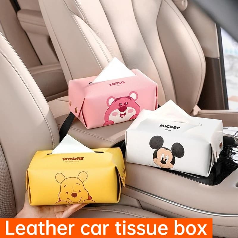 Porta Fazzoletti per Auto a Forma di Orso Fragola, Carino Contenitore per Bracciolo, Organizzatore per Tovaglioli - Accessorio per Interni Auto