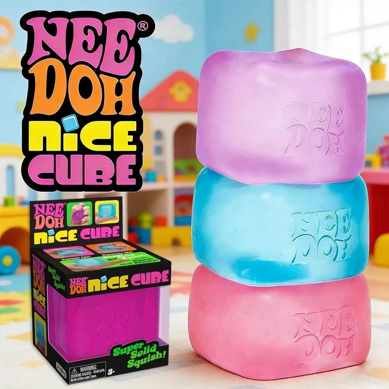 Giocattolo Schylling Needoh Gel Ice Cube, Pallina Antistress Quadrata Morbida, Giocattolo da Spremere per Alleviare lo Stress, Giocattolo Sensoriale Antistress