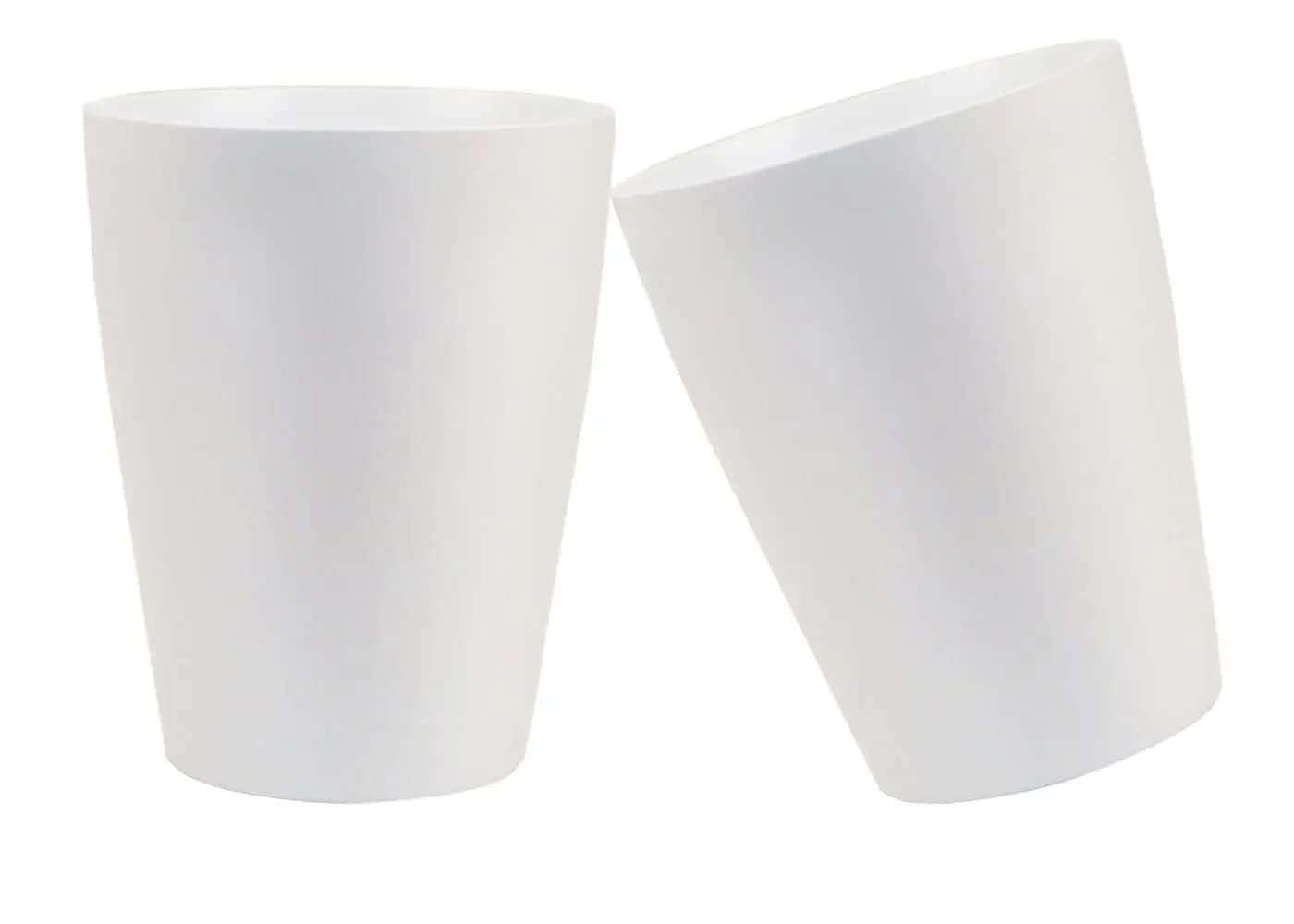 Set di 2 Pattumiere Piccole da 1,5 Galloni, Cestini Rotondi per Bagno, Camera da Letto, Cucina, Sotto il Lavello, Bianche