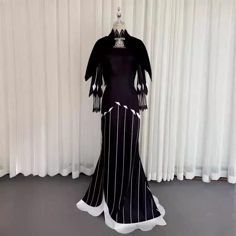 Costume cosplay anime Echidna, abito lungo gotico nero da strega, uniforme con mantello, completo per donna, abito per feste di carnevale di Halloween