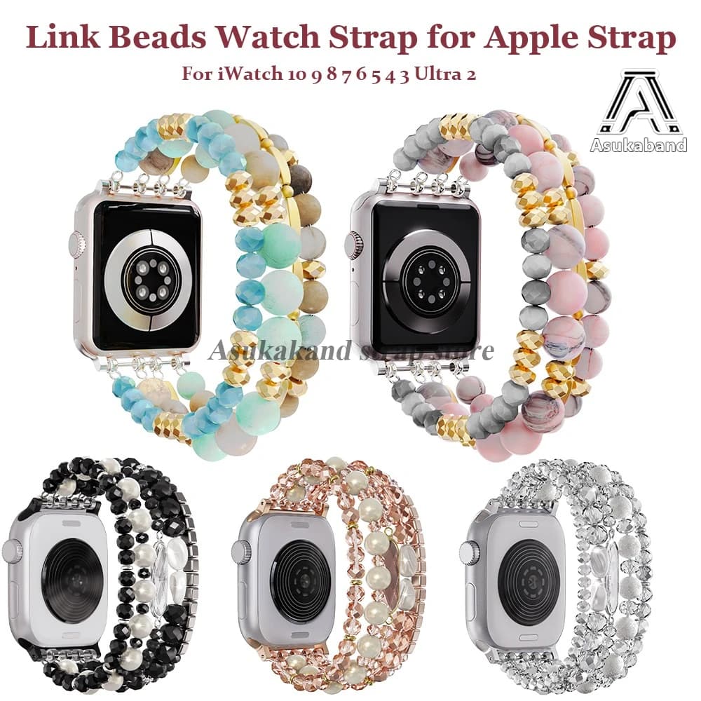 For iWatch 10 9 8 7 6 5 4 3 Ultra 2 Link Beads Strap Watch Band for Apple Strap 38mm 40mm 41mm 42mm 44mm 49mm 45mm Women Present