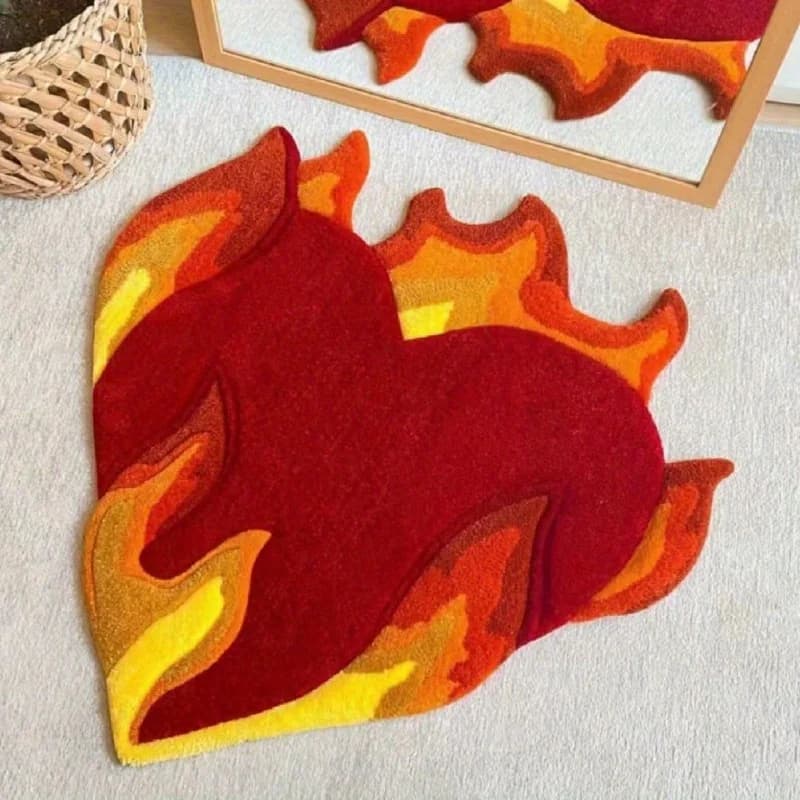 Tappeto in Finta Lana di Cashmere a Forma di Cuore per San Valentino, Tappetino Antiscivolo Spesso, Tappeto Irregolare a Cuore, Morbido e Soffice