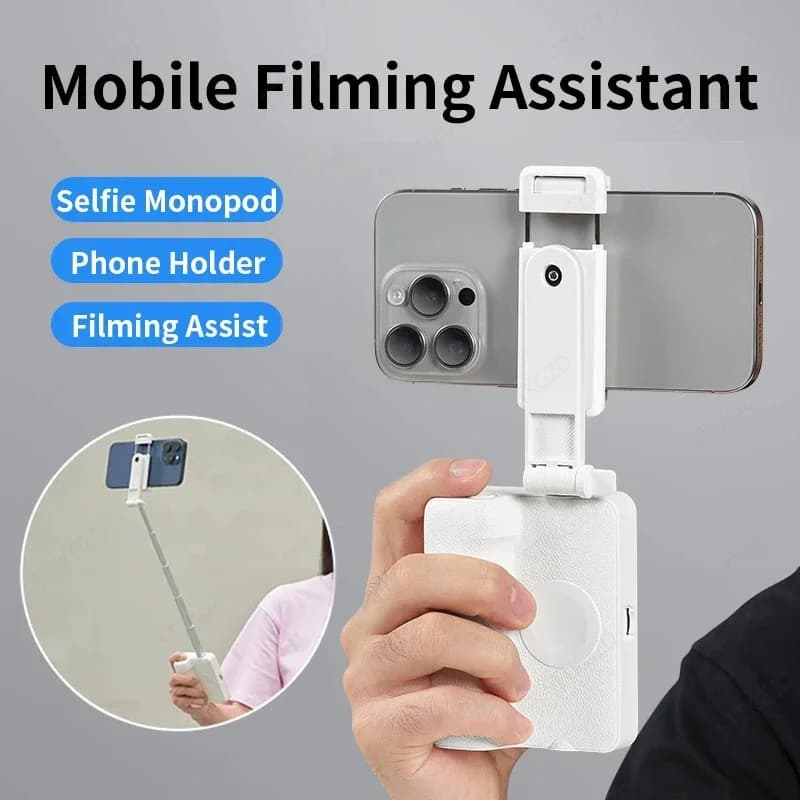 Mini selfie stick pieghevole 360 ° Supporto per telefono rotante Aiuto per il tiro Bluetooth Telecomando portatile Stabile Vlogging Live Stream Travel