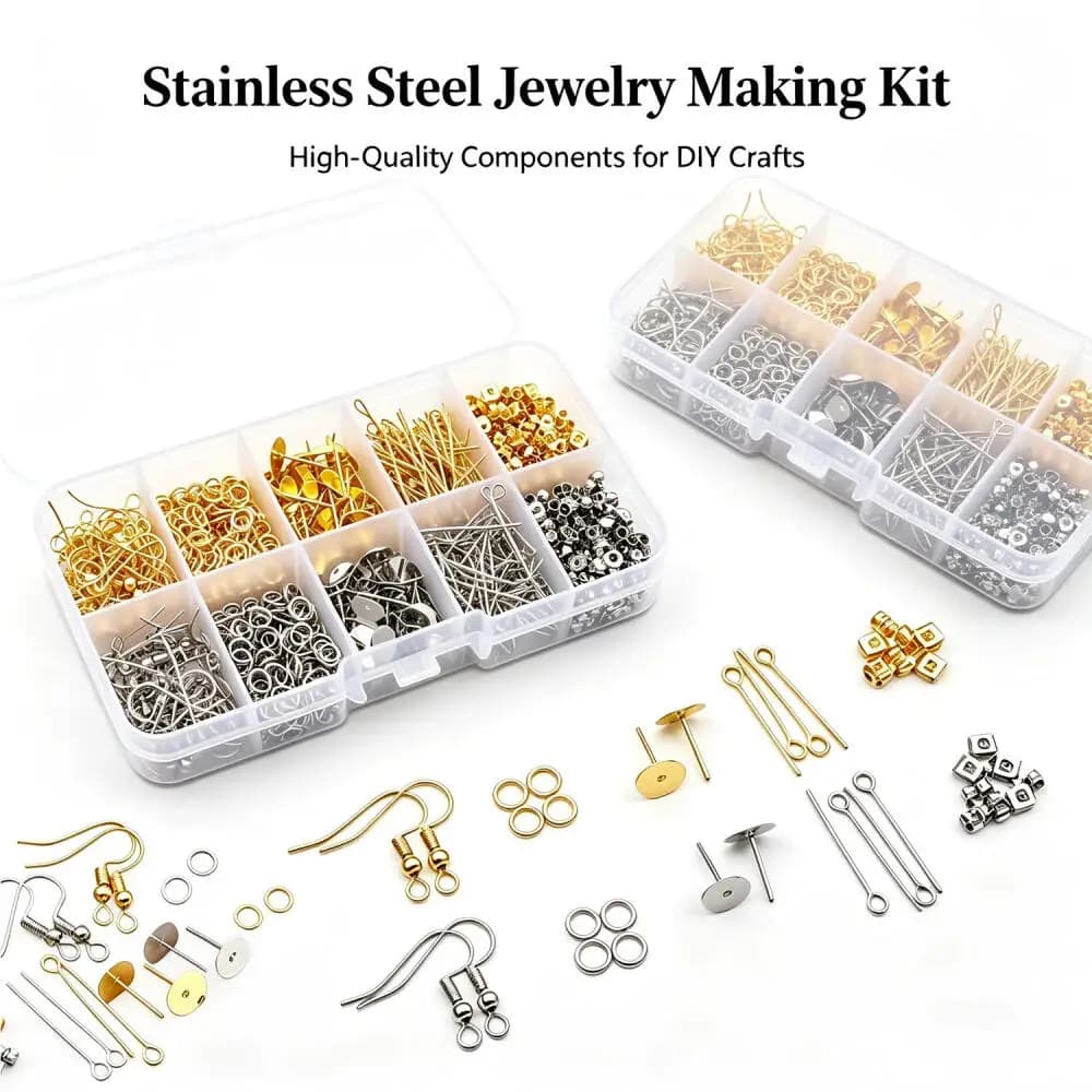 Set di 1 Scatola con Ganci per Orecchie a Singolo Anello, Set di Tappi per Orecchie Fai-da-te Artigianali a Forma di 9, Materiali per la Creazione di Gioielli e Accessori per Orecchini in Acciaio Inossidabile