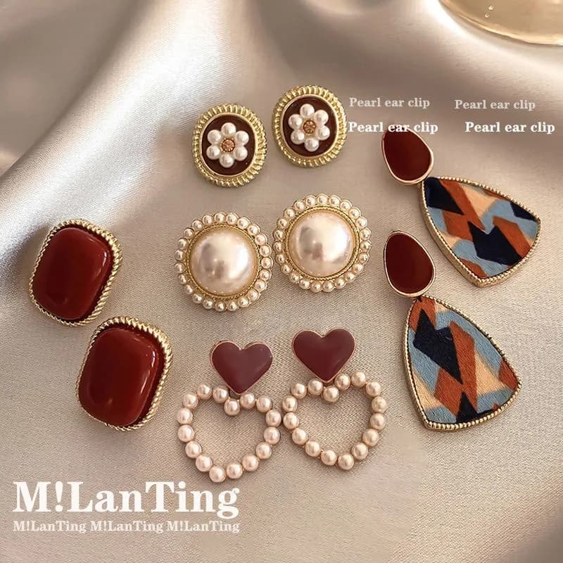 S925 silver needle earrings women's temperament Internet celebrity stud earrings earrings pendant niche high-end Hong Kong style jewelry women's cross-border wholesale