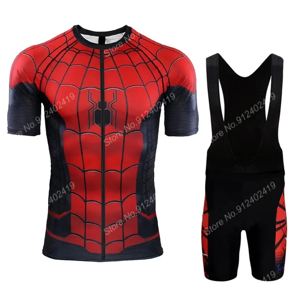 2025 Spiders Cartoon Comics New Cycling Knit Set Souls Cycling Clothing Road Bike Shirts Shorts with Braces MTB Maillot