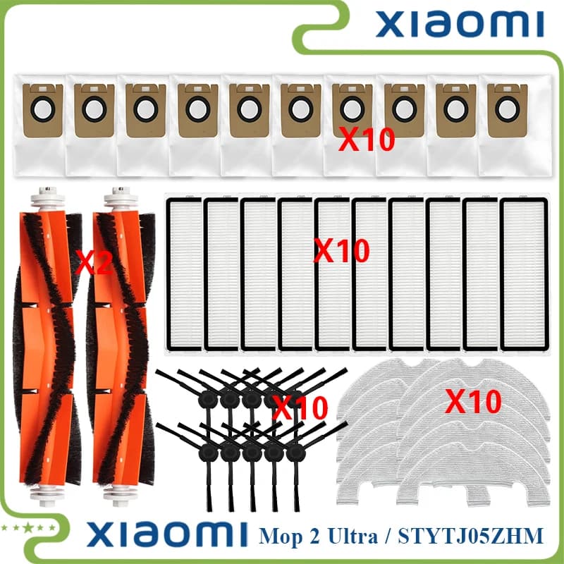 For ( Xiaomi Mi Robot Vacuum-Mop 2 Ultra / STYTJ05ZHM ) Main Side Brush Hepa Filter Mop Rag Dust Bag Replacement Spare Part