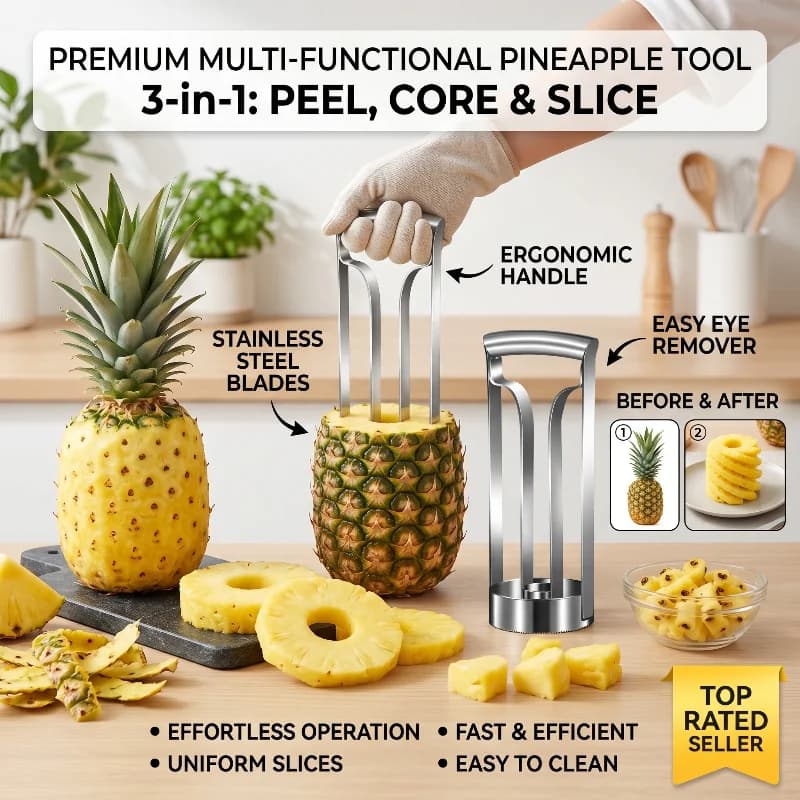 High Quality Kitchen Fruit Gadgets Stainless Steel Pineapple Corer Knife Eye Peeler Slicer Corer Peeling Pineapple Knife Cutter