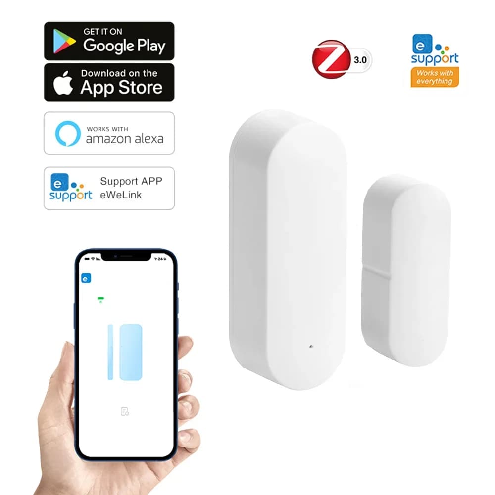 Sensore Intelligente Zigbee/WIFI per Porte e Finestre, Rilevatore di Apertura/Chiusura, Antifurto, Compatibile con App Tuya e Alexa, Controllo Remoto