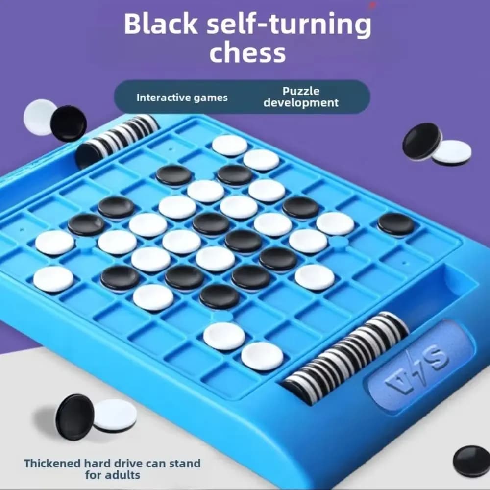 Interactive Touch Flip Black and White Chess Funny Design with Storage Bag Tabletop Board Games 64 Chess Pieces
