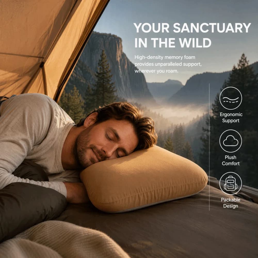 Compact Compact Memory Foam Pillow Washable Removable Travel Pillow Ergonomic Neck & Lumbar Support Camping Pillow Side Sleepers