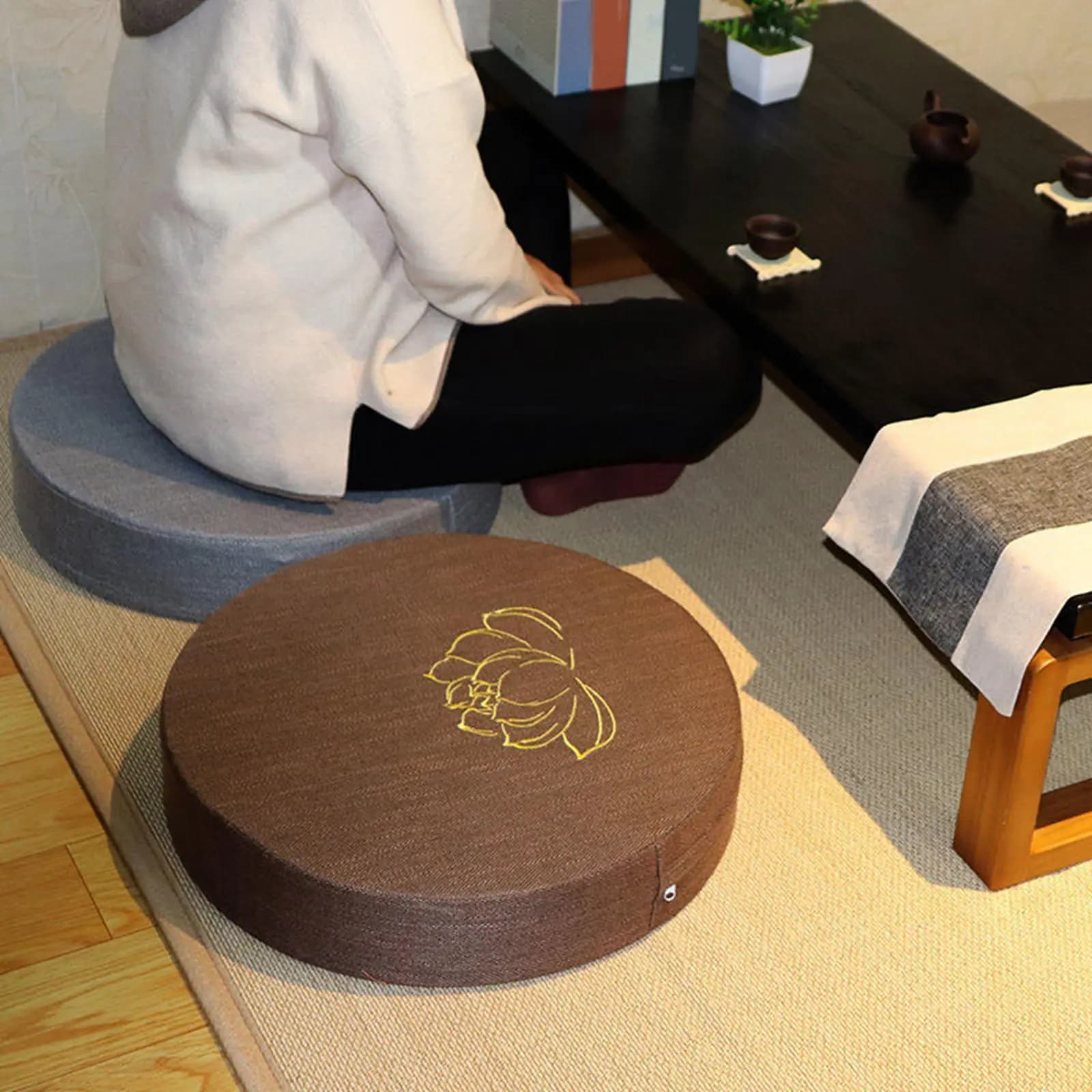 Handmade Tatami Floor Cushion Round Seat Pad for Meditation Yoga Decor Home Gift