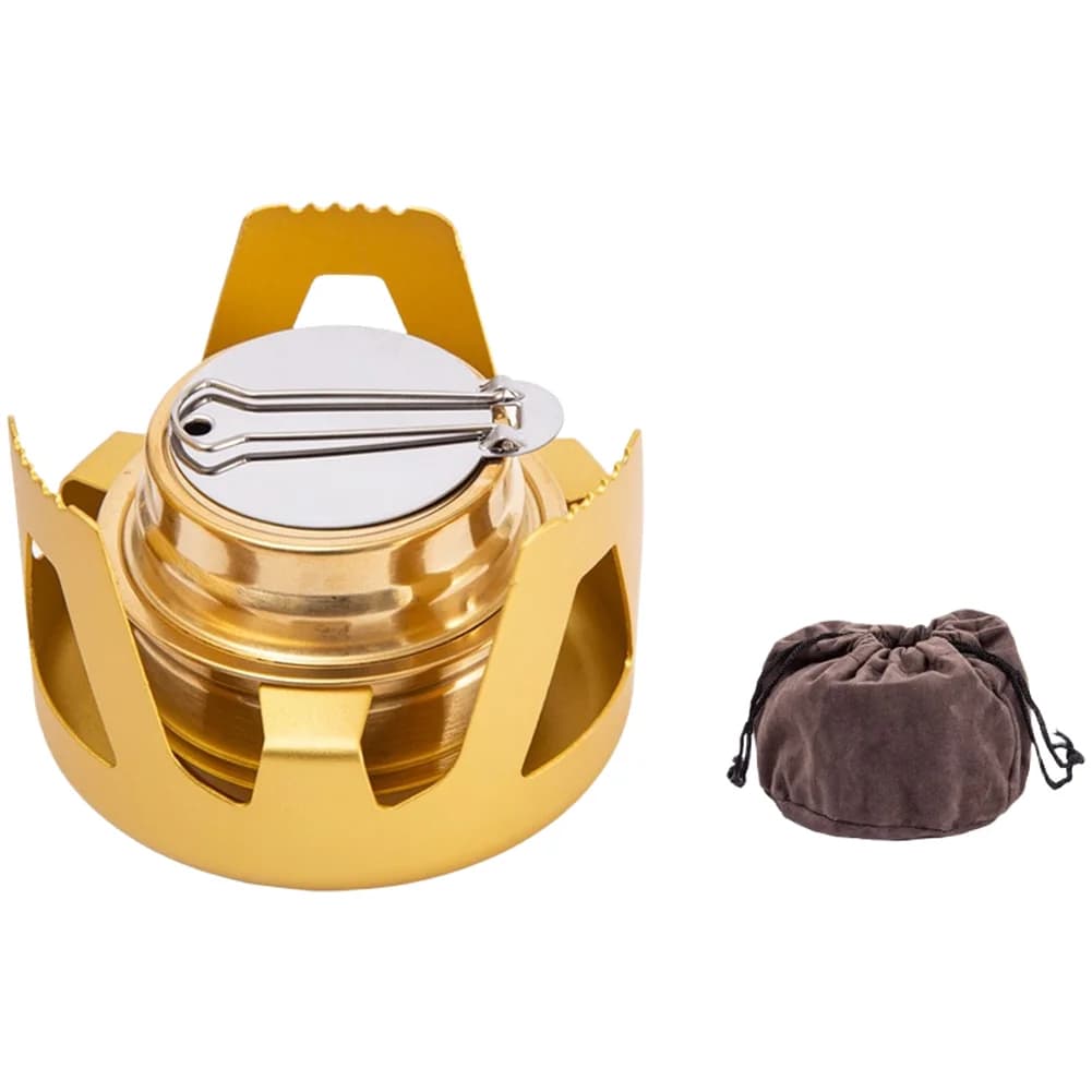 Windproof Portable Camping Stove for For mini Solid Fuel Burner Compact 9.7x9.7x6.1cm Aluminum Brass Construction