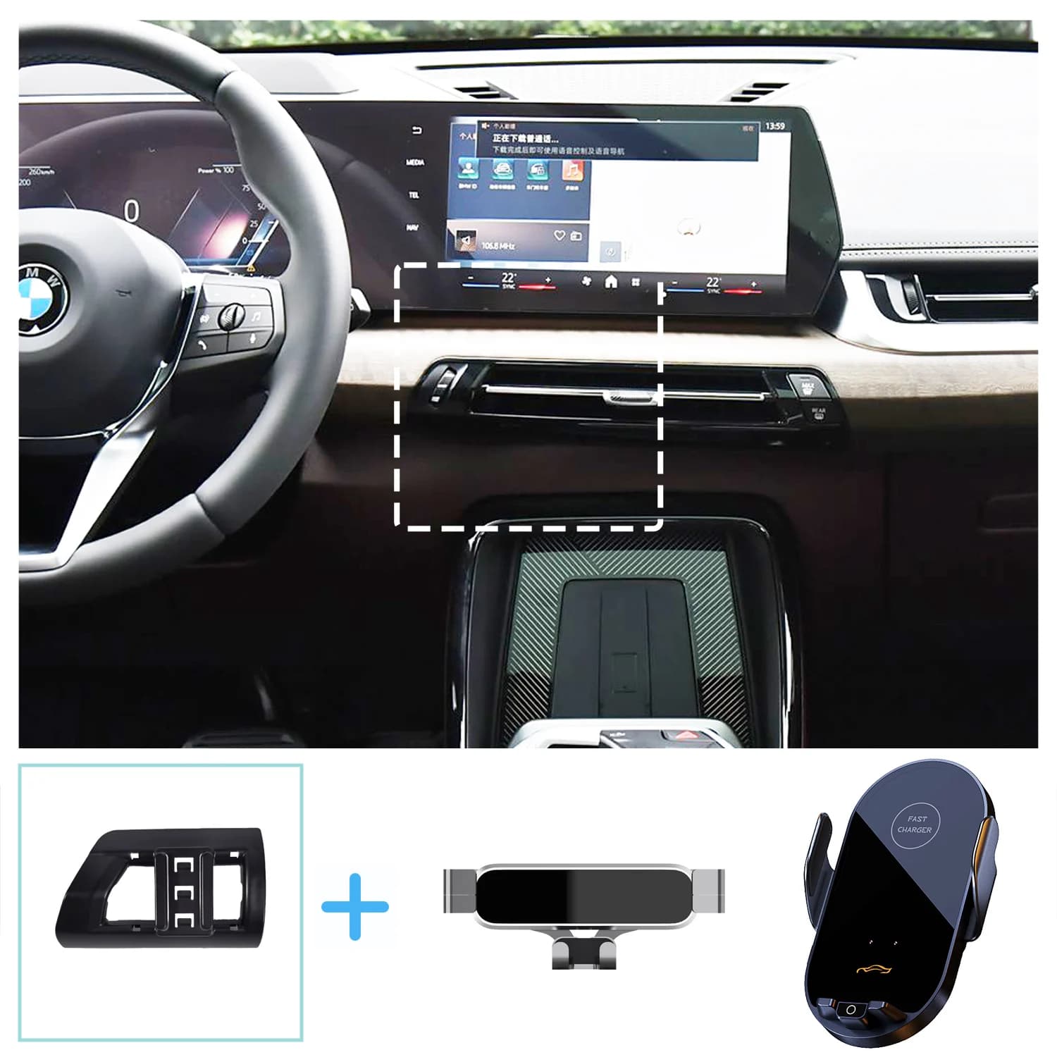 Per BMW X1 U11 2023 2024 2025 Supporto per telefono per auto Staffa di ricarica wireless Base Gravity Stand Supporto per telefono Accessori per auto