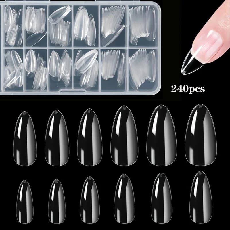 240 Tips for fake nails almond Extension for soft and opaque fake nails 12 sizes for manicure for beauty salon DIY for home