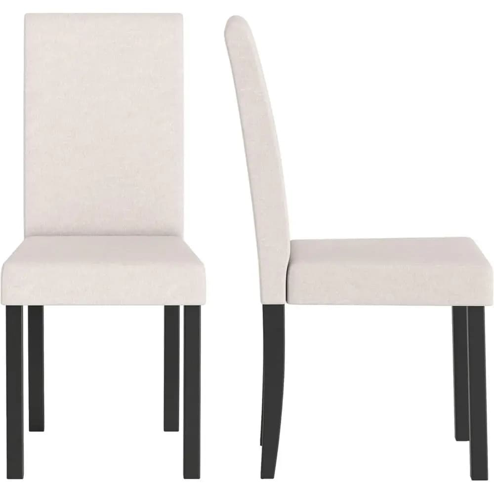 Set di 2 sedie imbottite, beige, con gambe in legno di gomma, sedili e schienali imbottiti, sedie da pranzo moderne in stile Mid-Century per la cucina