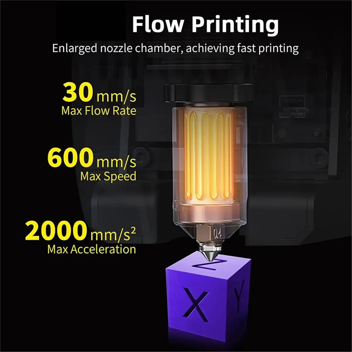 (A75T) K2 Plus Hotend Ceramic Heating Block Kit 0.4mm Metal Integrated Quick Swap Nozzle 350°C High Temp for 3D Printer Parts