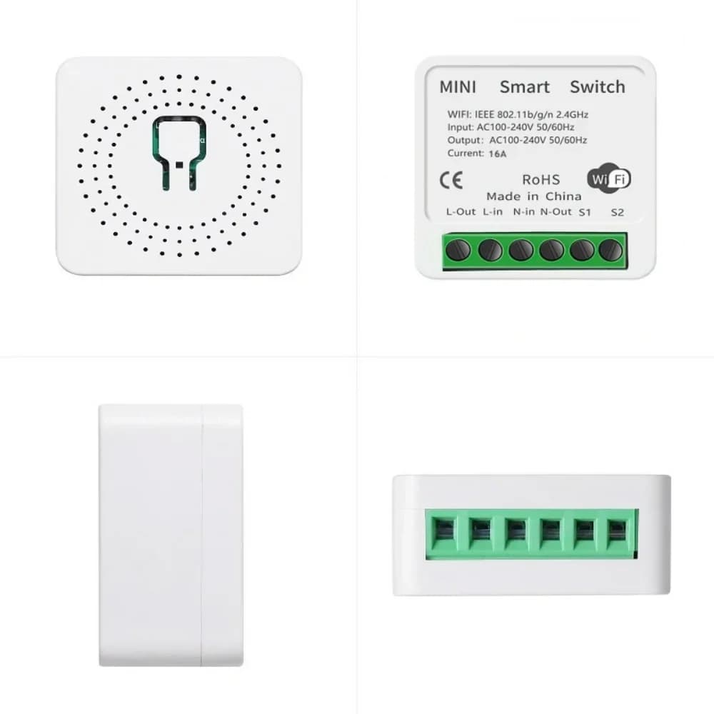 Controller WiFi Smart Tuya 16A con Monitoraggio Energetico, Controllo Circuito a 2 Vie, Timer Compatibile con Alexa e Google Home per Casa Intelligente Fai-da-Te