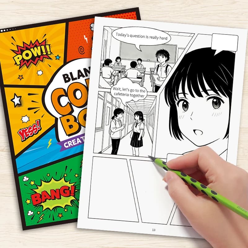 32-Page Blank Comic Sketchbook for Drawing, Adult Stress-Relief Doodle Workbook, Collage-Style Hand-Drawn Comic Book, Complete Story Creation through Imagination, Suitable for Comic Creation, Tabletop Games.