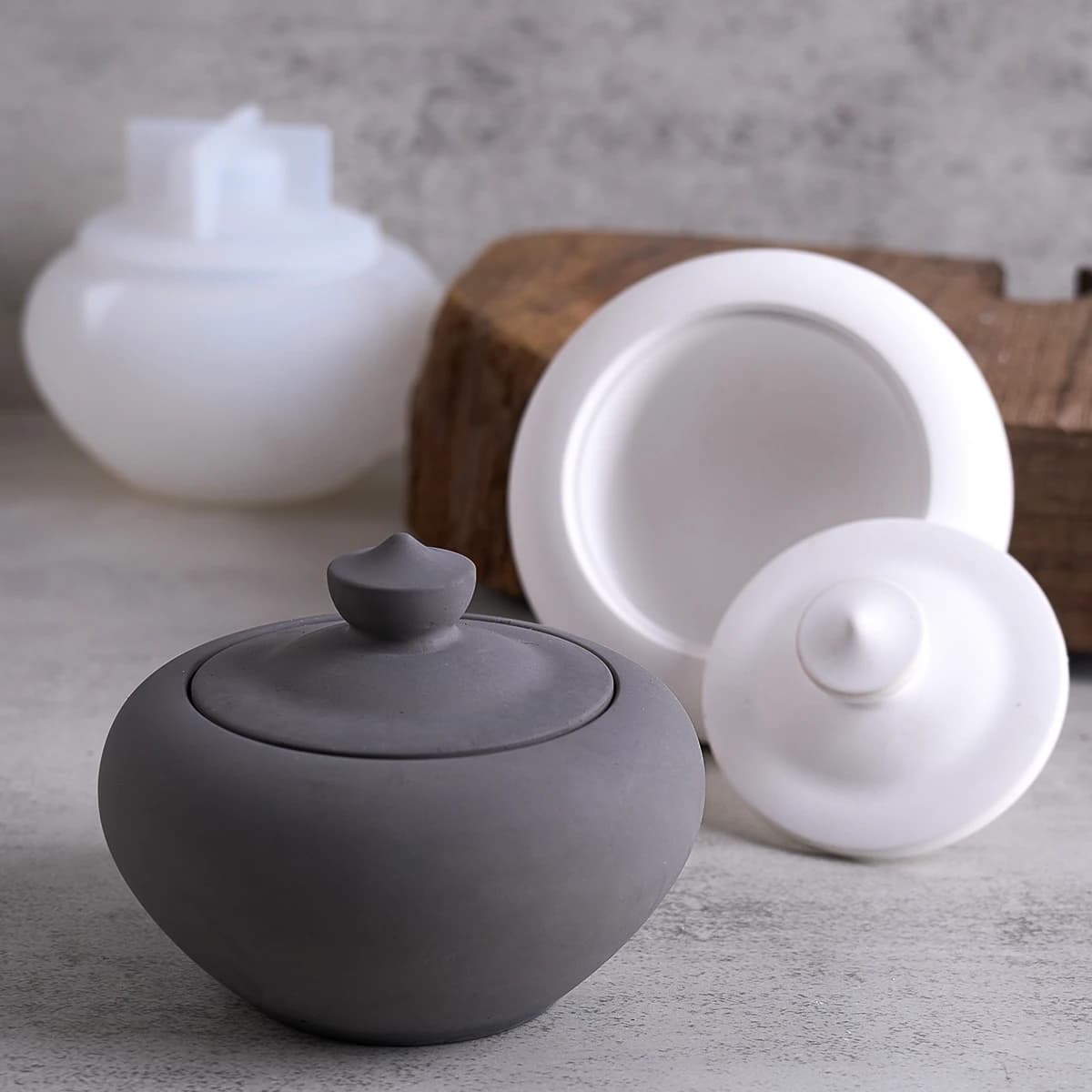 Creativity Teapot Candle Jar Silicone Mold DIY Handmade with Lid Storage Box Plaster Resin Flower Pot Craft Casting Molds