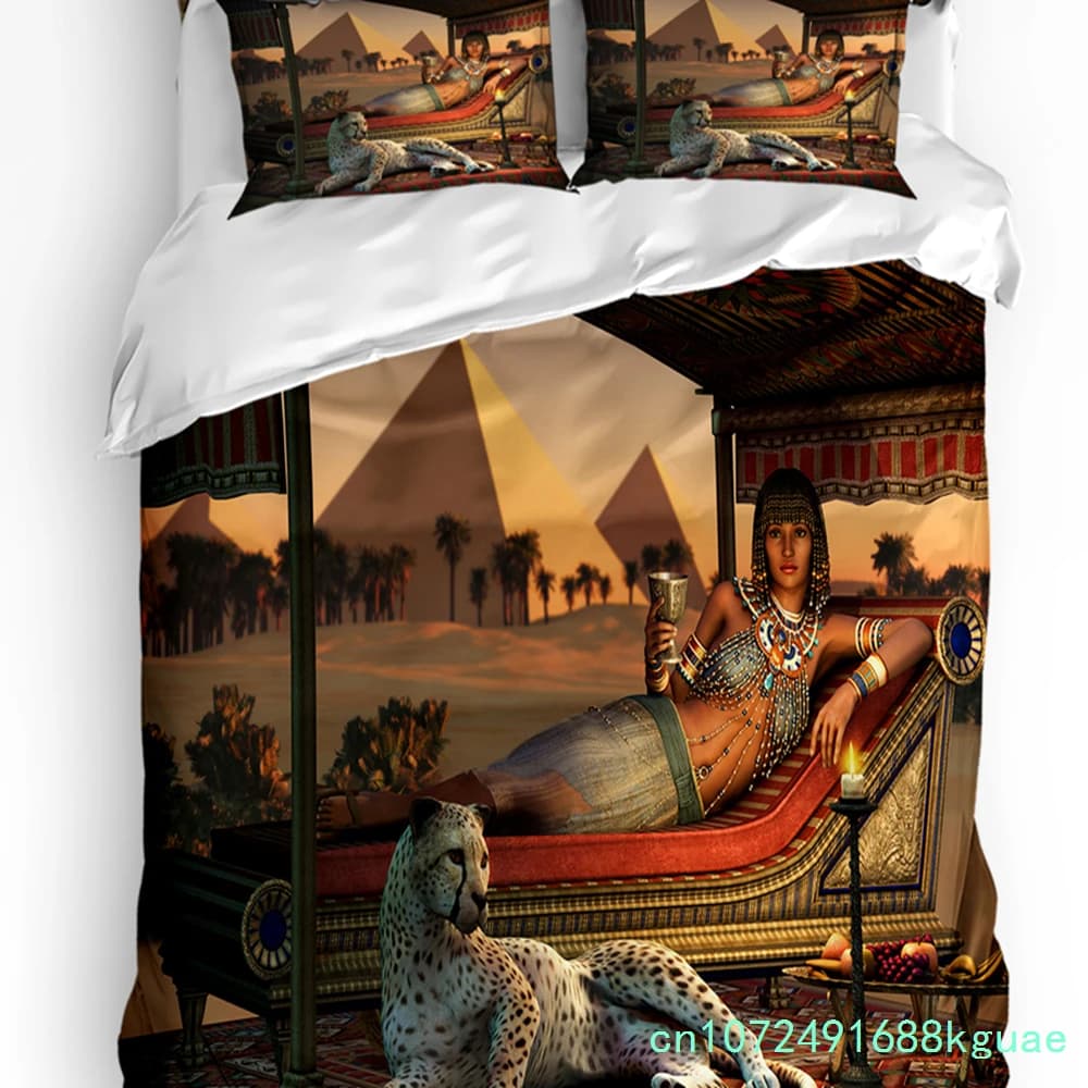 3pcs Bedding Set Cleopatra Egyptian Queen Culture Home Textile Duvet Cover Pillow Case Boy Kid Teen Girl Bedding Covers Set