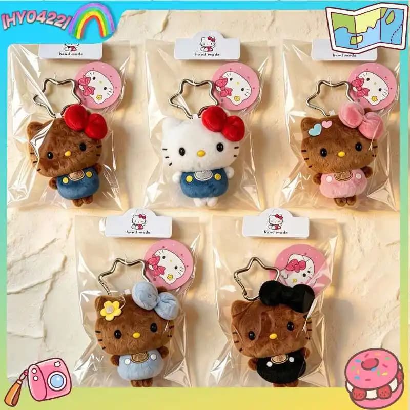 Portachiavi Peluche Gattino Carino, Ciondolo Morbido e Soffice per Zaino, Giocattolo Imbottito Stile Hawaiano, Ciondolo Cartone Animato, Regalo per Coppie e Amici