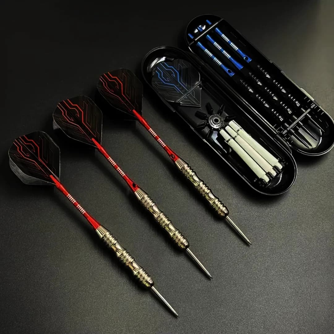 Set di freccette professionali con punta in acciaio da 3 pezzi, freccette in metallo da 22 g con custodia per gioco di freccette