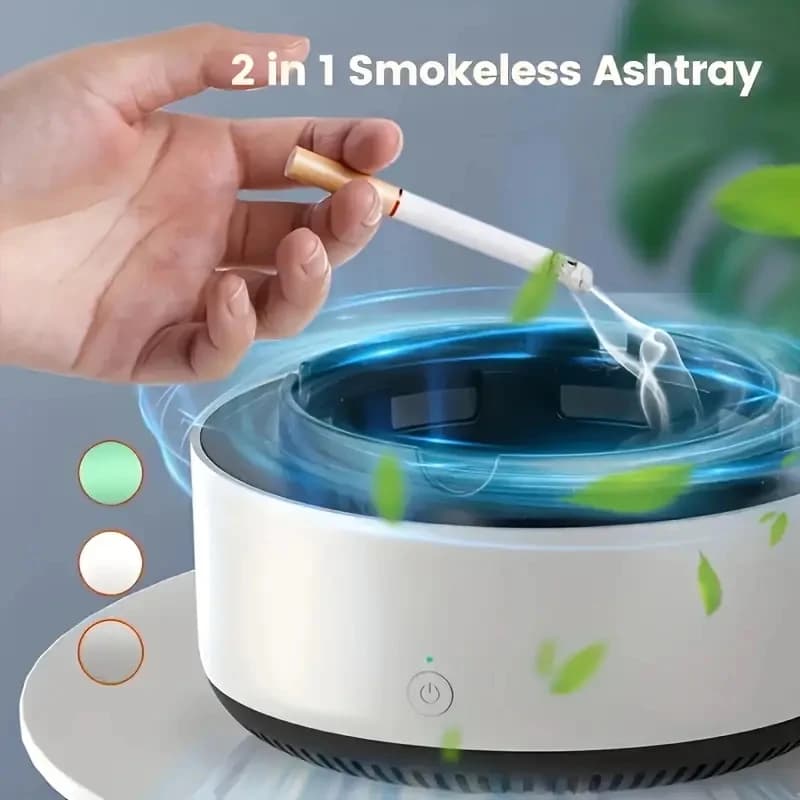 Posacenere intelligente senza fumo 2 in 1, elimina istantaneamente l'odore di fumo di seconda mano, non include batterie, adatto