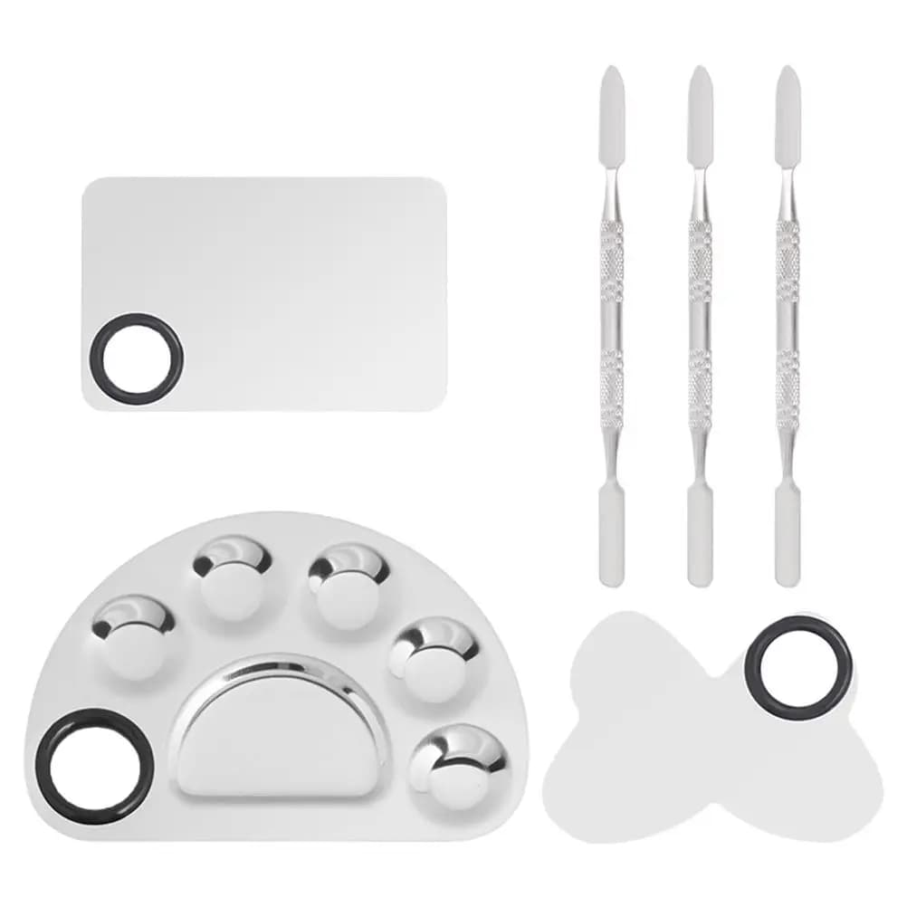 Stainless Steel Nail Art Mixing Plate Set for Professional Manicure Polish Blending Foundation Lipstick Pigment Color