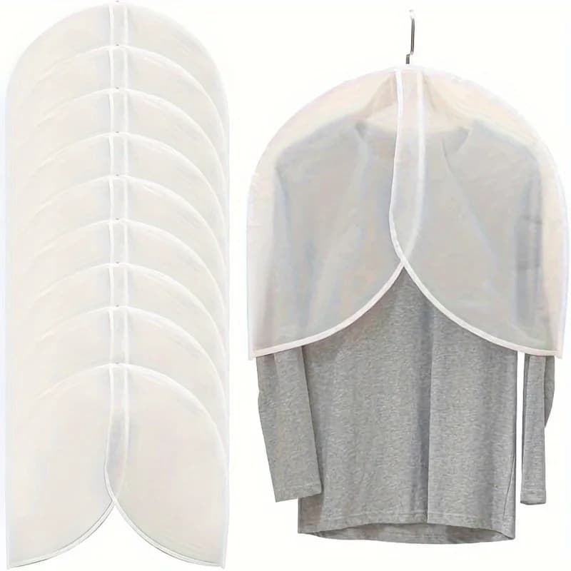 Copre per indumenti in PVC bianco Copri antipolvere traslucidi e traspiranti Protezioni per le spalle per vestiti Cappotti Giacche Guardaroba