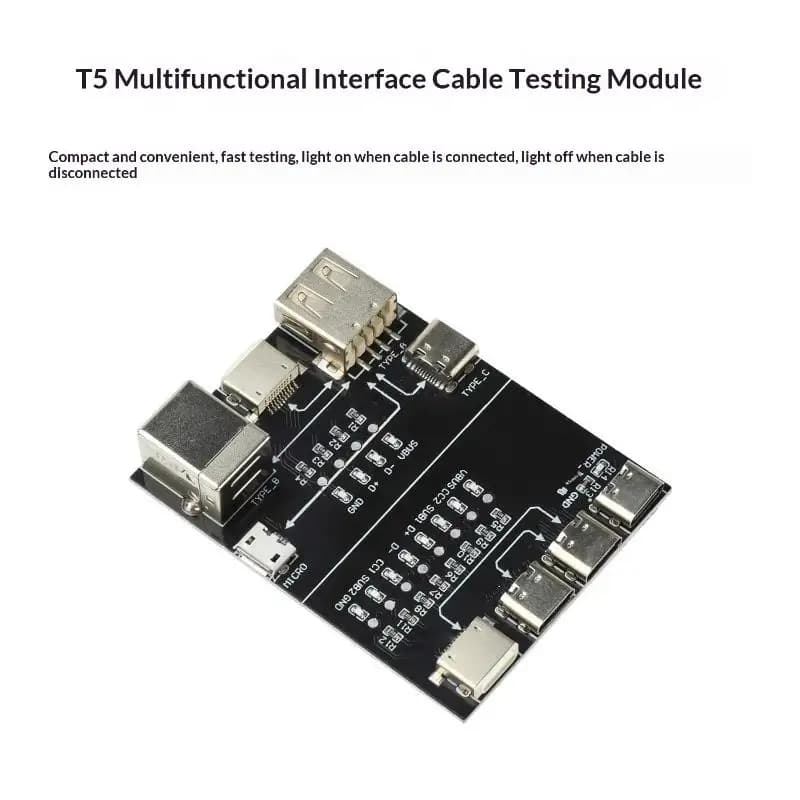T5 Multifunctional Interface Cable Testing Module Type-C USB Data Line Detection Board For Wire Continuity Test