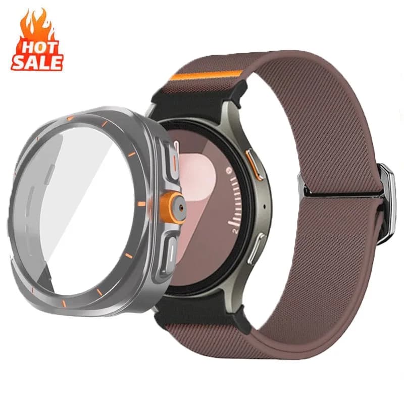 Cinturino in nylon + custodia per PC per Samsung Galaxy Watch 7 6 40mm 44mm Cambia in vetro protettivo Ultra per Galaxy Watch 7 40mm 44mm