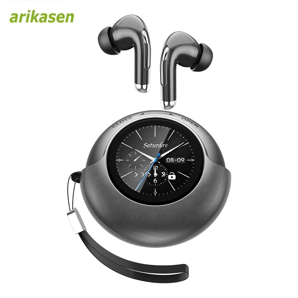 Auricolari wireless, auricolari con cancellazione del rumore ENC con custodia touchscreen intelligente, set EQ, suono stereo per bassi, cuffie Bluetooth 5.4
