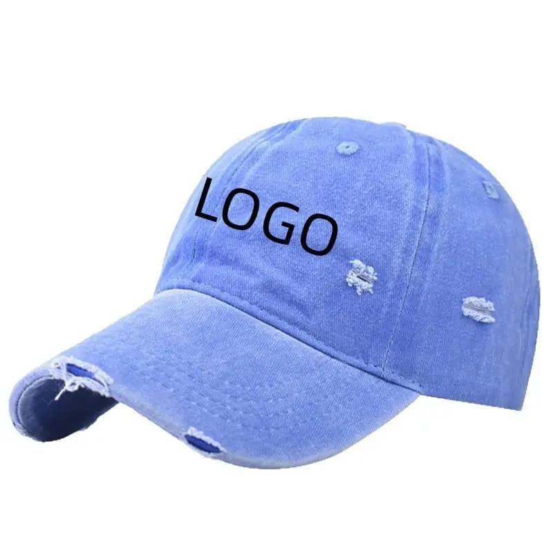 Berretto da baseball lavato Logo personalizzato con fori Bordi ruvidi Uomo Donna Cappello a becco d'anatra Modello ricamato Berretto sportivo casual