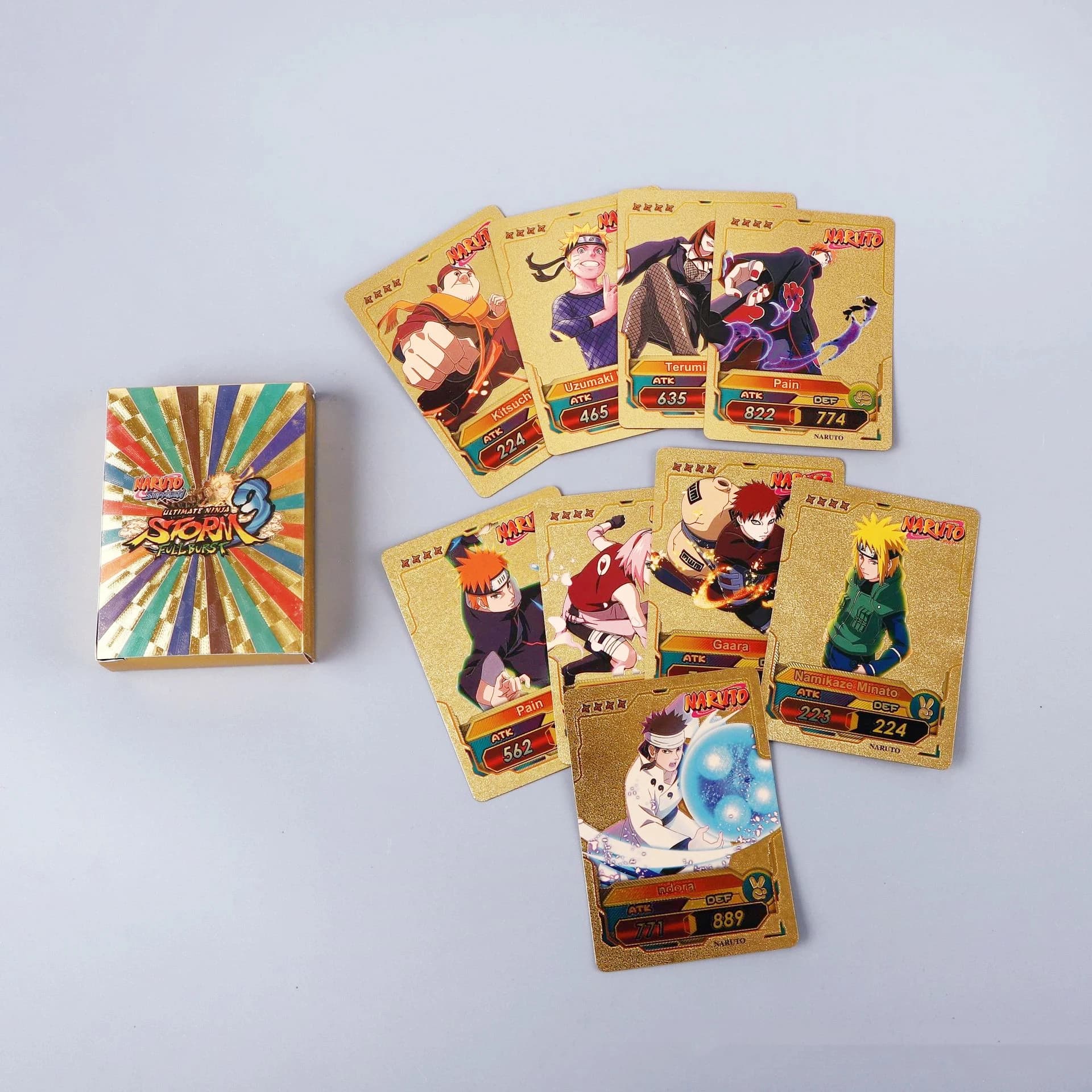 55 Carte Naruto Serie Oro Inglese, Kakashi Uchiha Sasuke, Collezione Rara, Gioco da Tavolo per Bambini e Fan