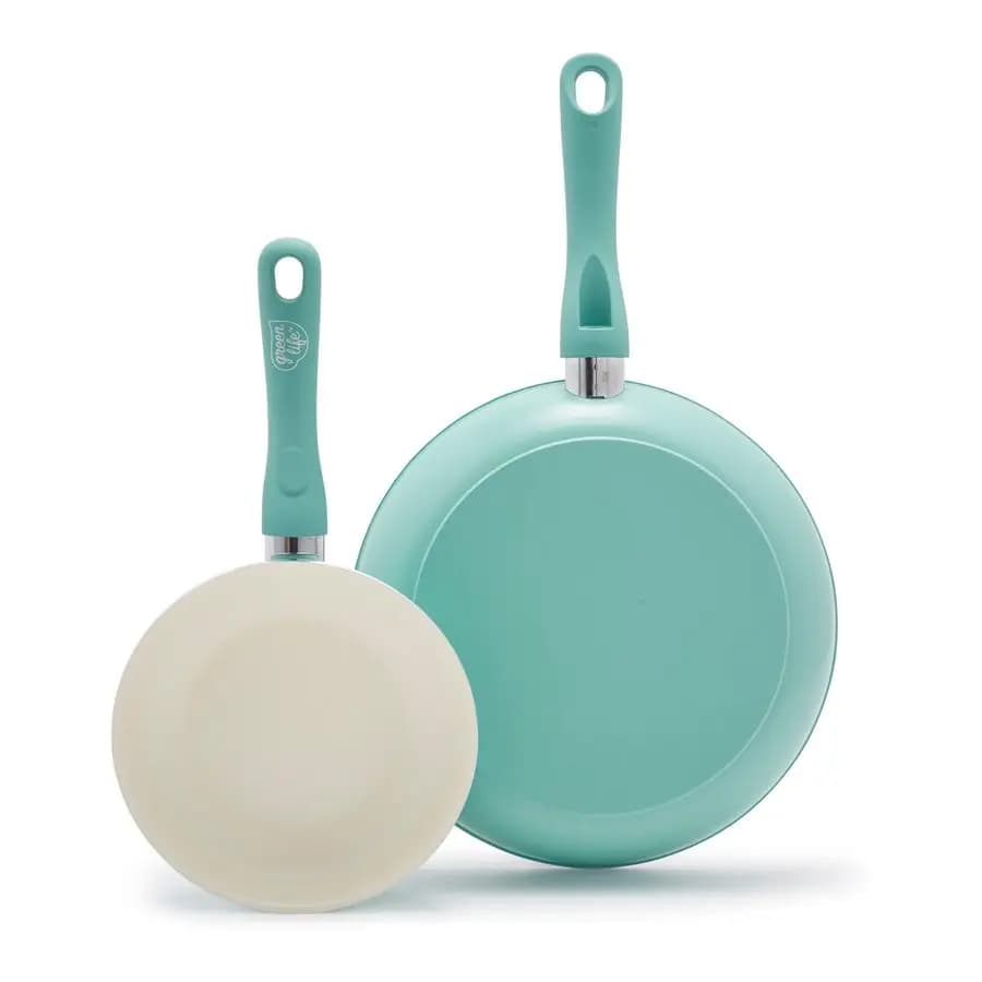 Set di padelle antiaderenti da 7 e 10 pollici, padelle in ceramica non tossiche e senza PFAS, adatte a lavastoviglie e forno, padelle per uova e omelette, antiaderenti e resistenti al calore.