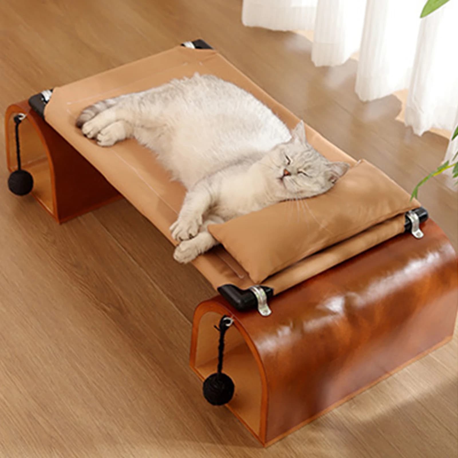Letto per Gatti 2-in-1 a Tunnel Rialzato, Letto Pieghevole per Animali Domestici, Supporta fino a 15KG, Divano Letto per Gattini, Giocattoli e Accessori per Gatti