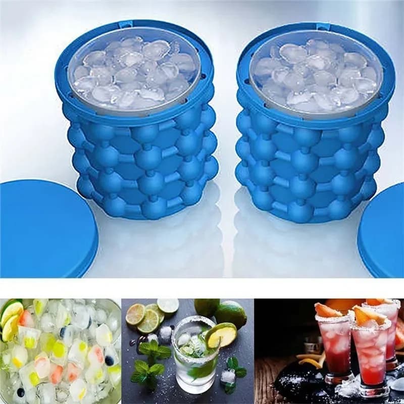 1 pz - Ghiacciaia in silicone portatile a forma di secchio, per vino, birra, whisky, salvaspazio, utensile da cucina per raffreddare bevande