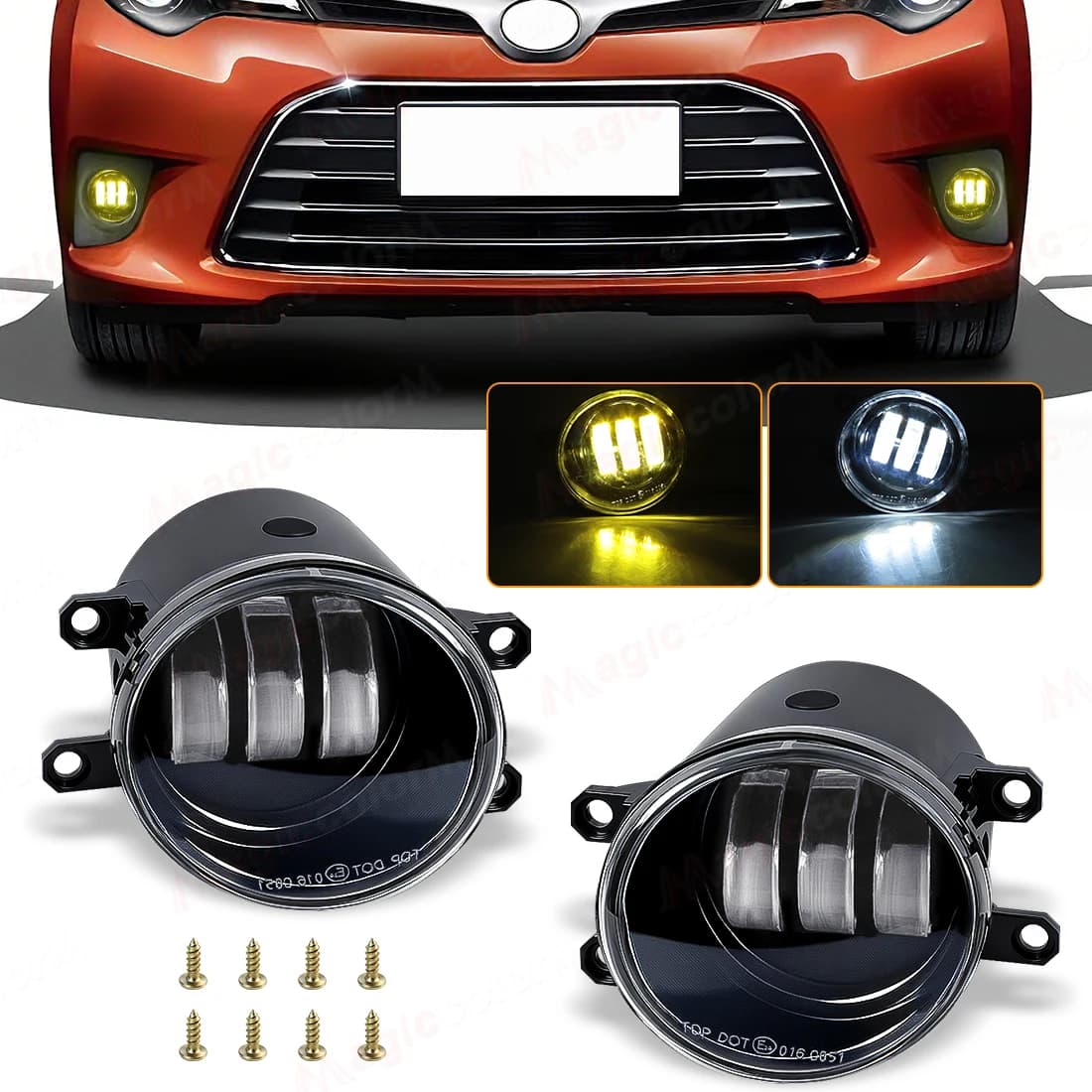1 Coppia LED Fendinebbia Per Toyota RAV4 Corolla Yaris CHR Camry Hilux 4Runner Highlander Lexus Giallo Bianco Fendinebbia DRL Faro