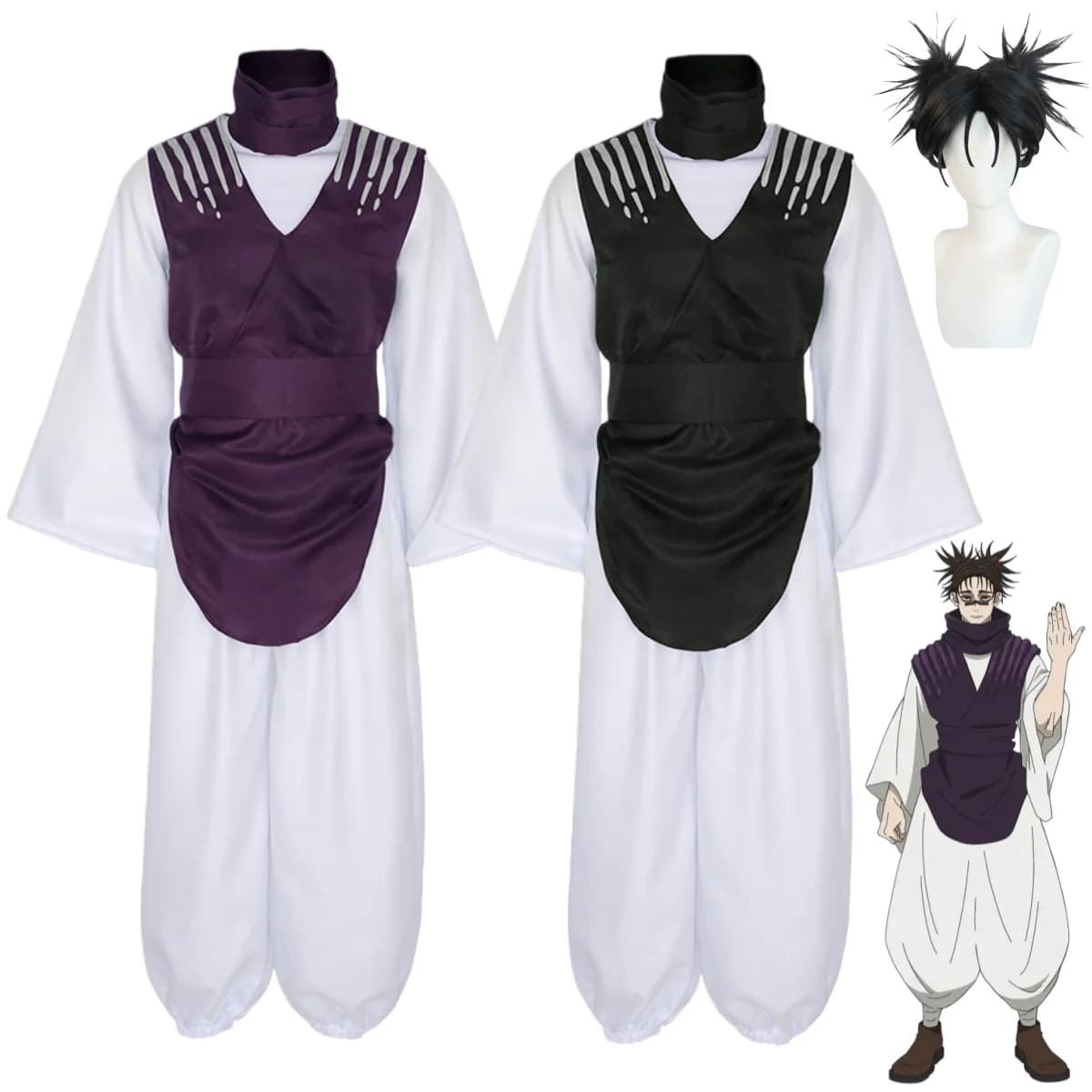 Anime Jujutsu Kaisen Choso Costume Cosplay Purple Black Uniforms Combat Set Full Wig Man Woman Carnival Halloween Dress