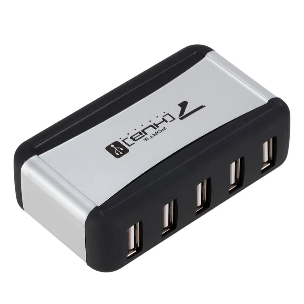 Vertical 7 Port USB Hub USB 2.0 Splitter with Power Adapter for PC Accessories