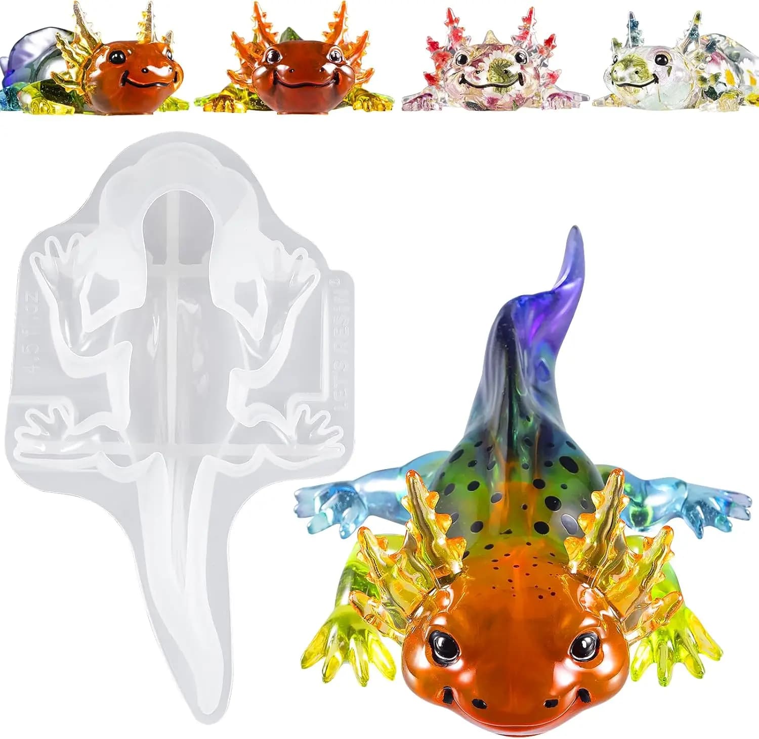 Large Axolotl Resin Molds Silicone, 3D Detailed Animal Silicone Molds, Flexible Effortless Demoldable Epoxy Resin Molds, Thickened Deep Epoxy Molds for Art Crafts, Gift, and Home Decor