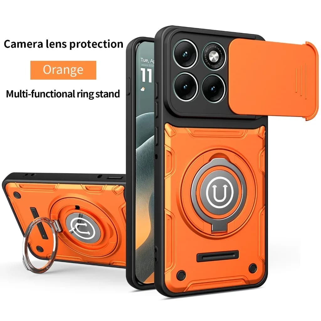 360° Ring Kickstand Phone Case w/ Slide Camera Cover For Motorola Moto X70 Air Edge 50 60 Pro 70 Fusion G86 G85 E15 G15 Power