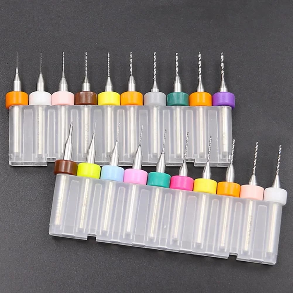 Professional set of 20 PCB tips in Carbide with Cutting diameter of 0.1-1.0 mm for Applications on Mini Board