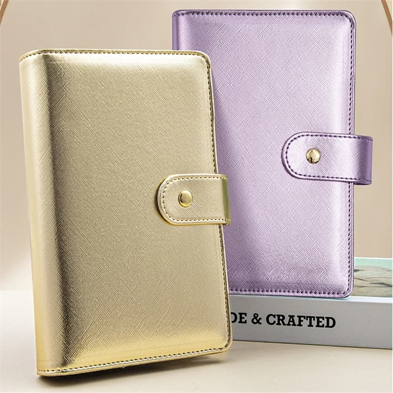 NUOVO A6 Oro Viola Nero Raccoglitore a fogli mobili Copertina per notebook Anello in oro Diario Agenda Planner Copertina in carta Cancelleria scolastica